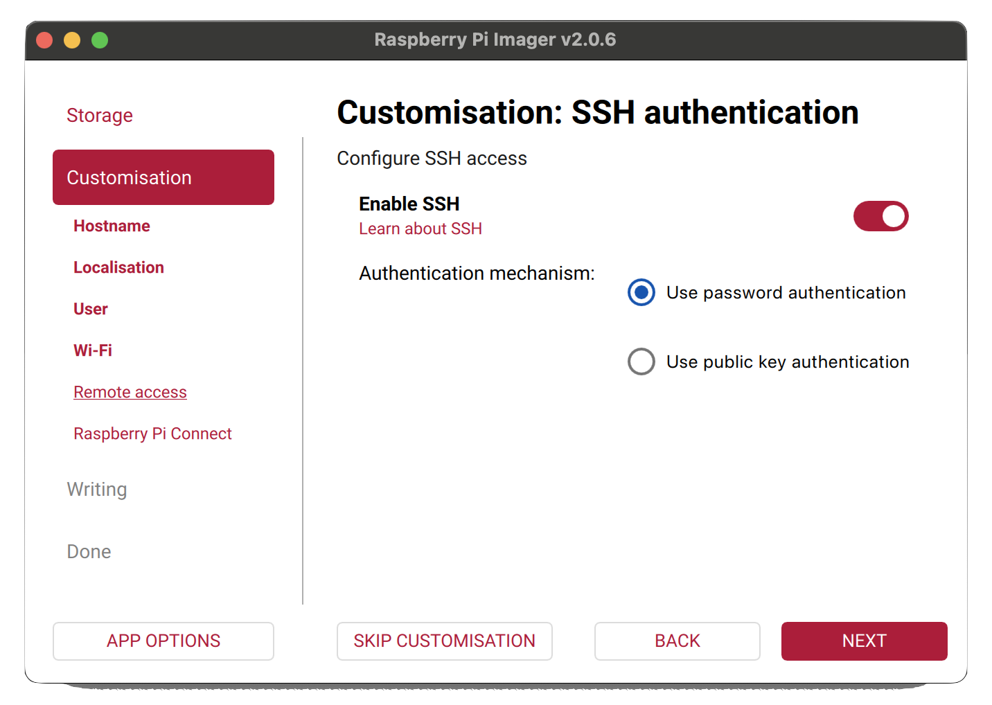 Raspberry Pi Imager - enable SSH